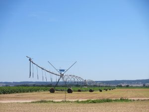 畑の散水機、コレガンの郊外で